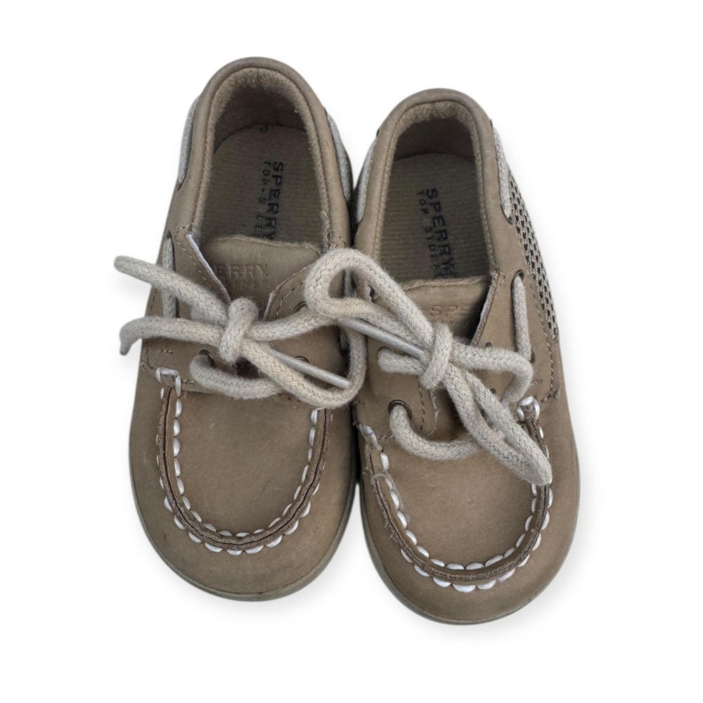 Sperry Top Sider Intrepid Crib Toddler Boat Shoes Tan Leather Size 4M
